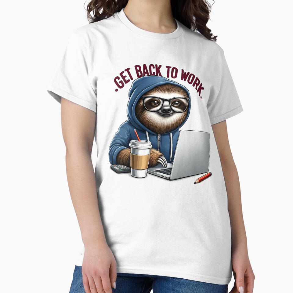 Motivated Sloth at Computer – Funny Work From Home Cartoon by ShimaiStore