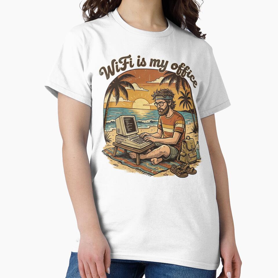 WiFi Is My Office Retro Beach Digital Nomad T-Shirt by urbinet
