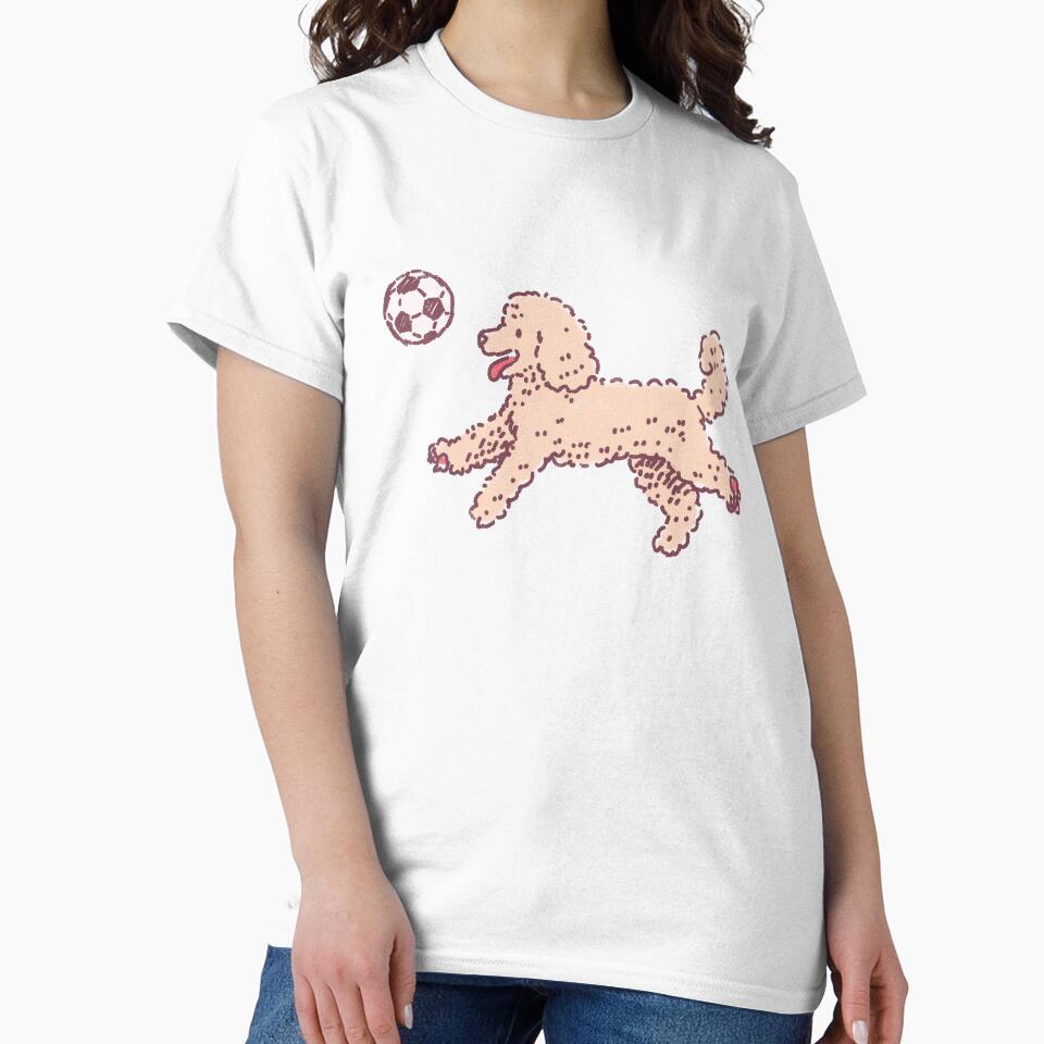 Soccer Football Poodle whimsical textured illustration by Magnificent Lizard