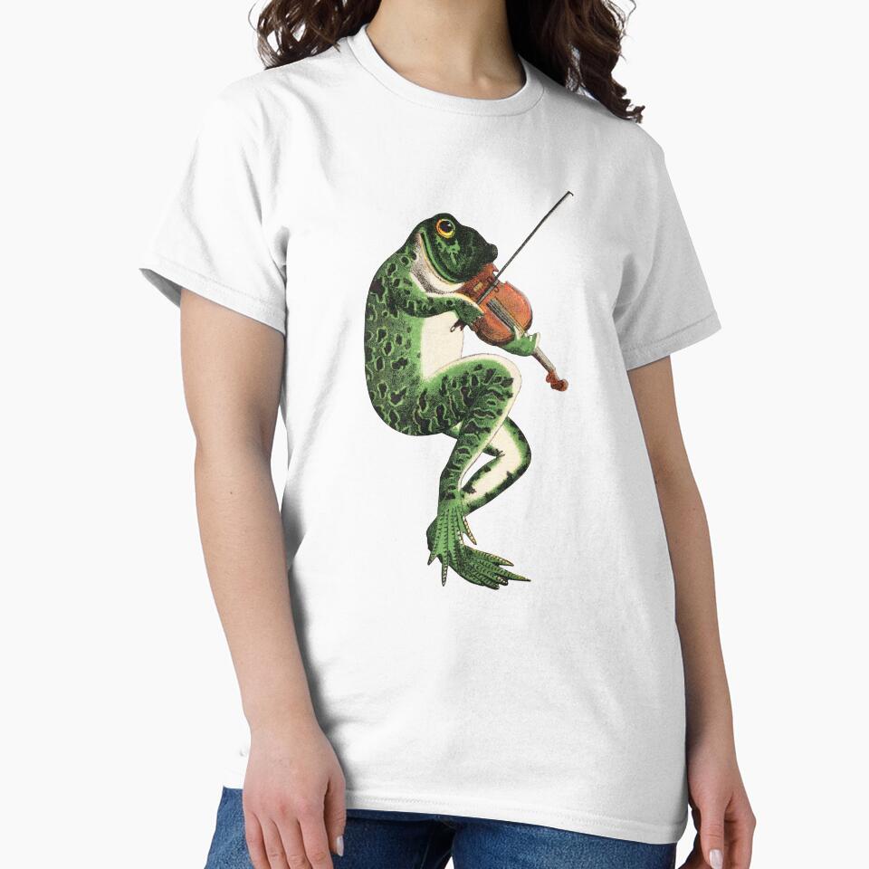Vintage frog playing violin by elinaarbidane