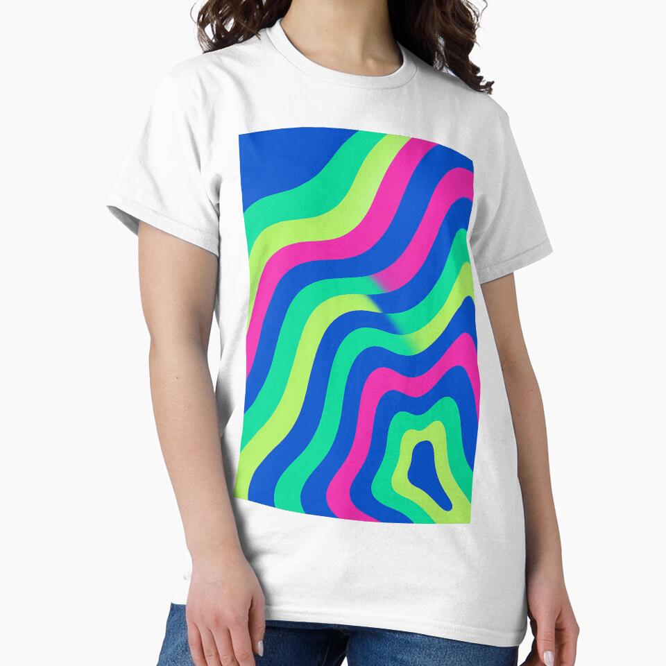 Psychedelic Neon Wave Abstract Print by weirdfishes123