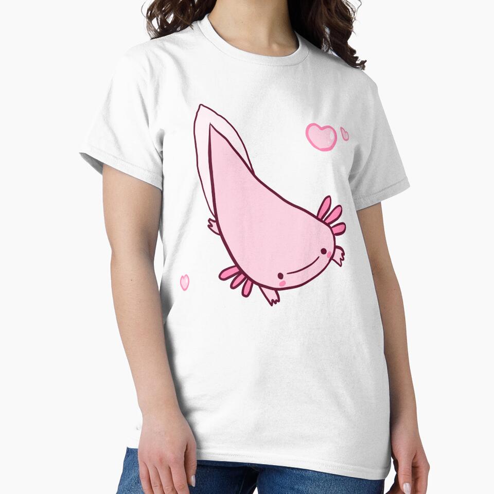 Cute happy axolotl with hearts by Mayarart