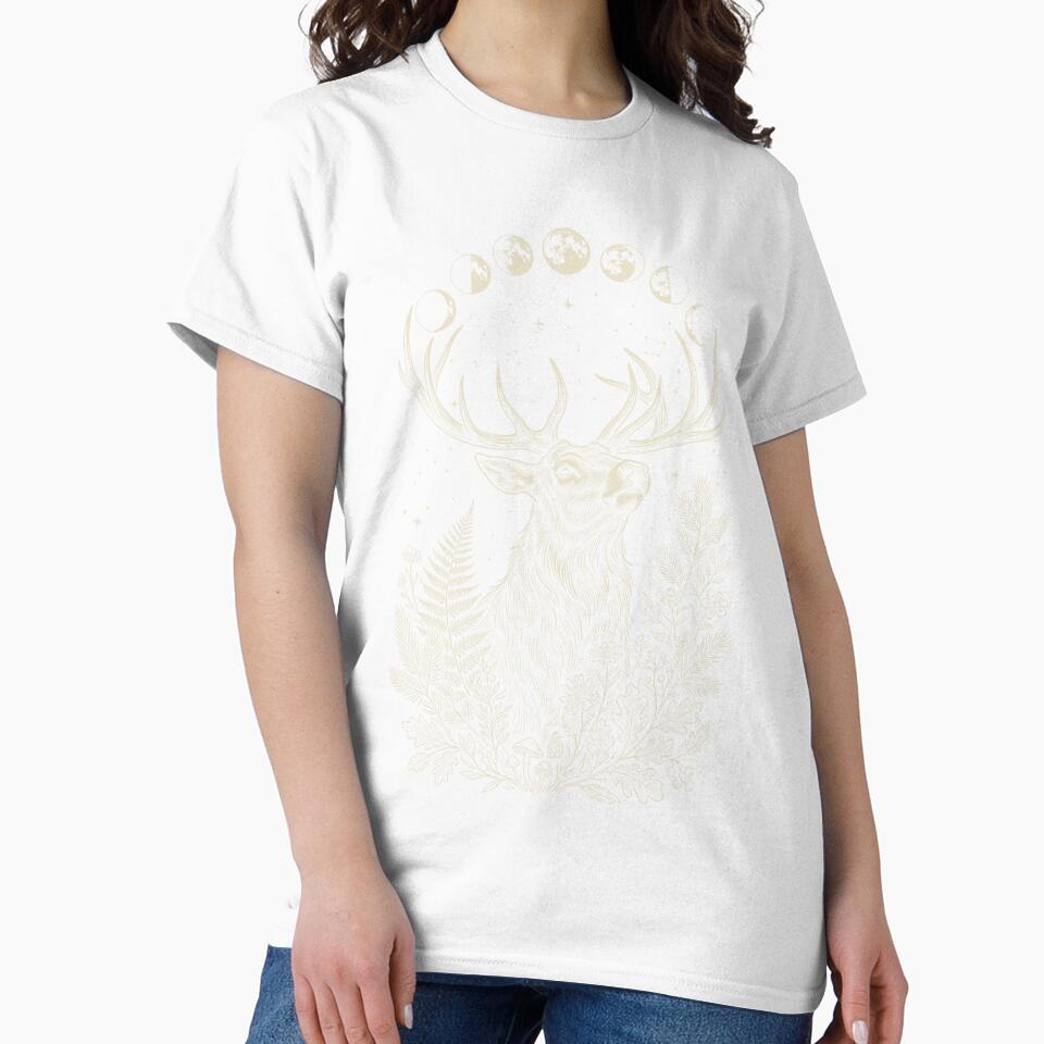Deer Moon Phases – Sacred Woodland Celestial Illustration by Skyleton