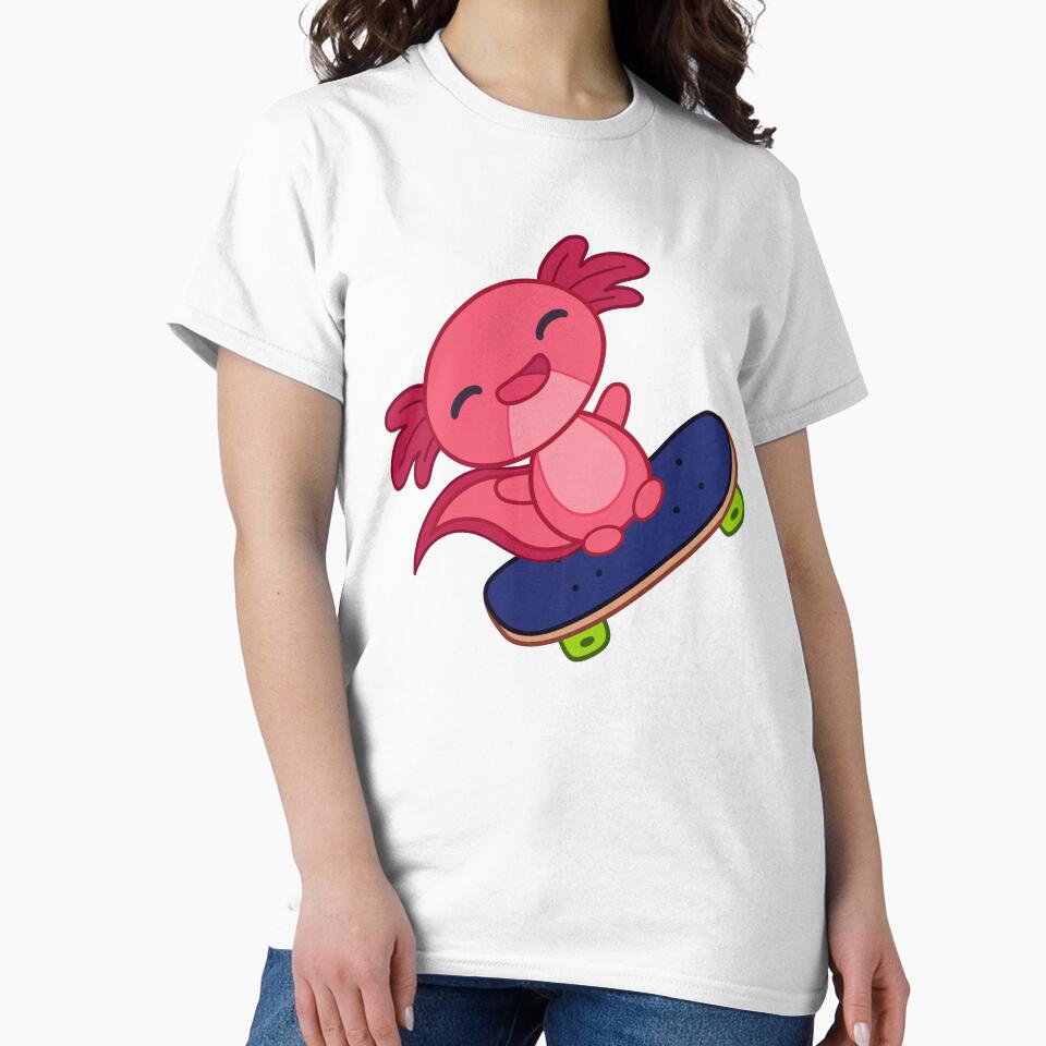 Neon pink axolotl skater by SoapSuds7