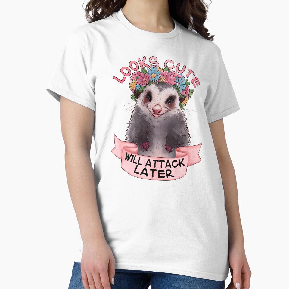 Cute Possum/opossum with Floral Crown - Looks Cute Will Attack Later funny quote by Unitepeople
