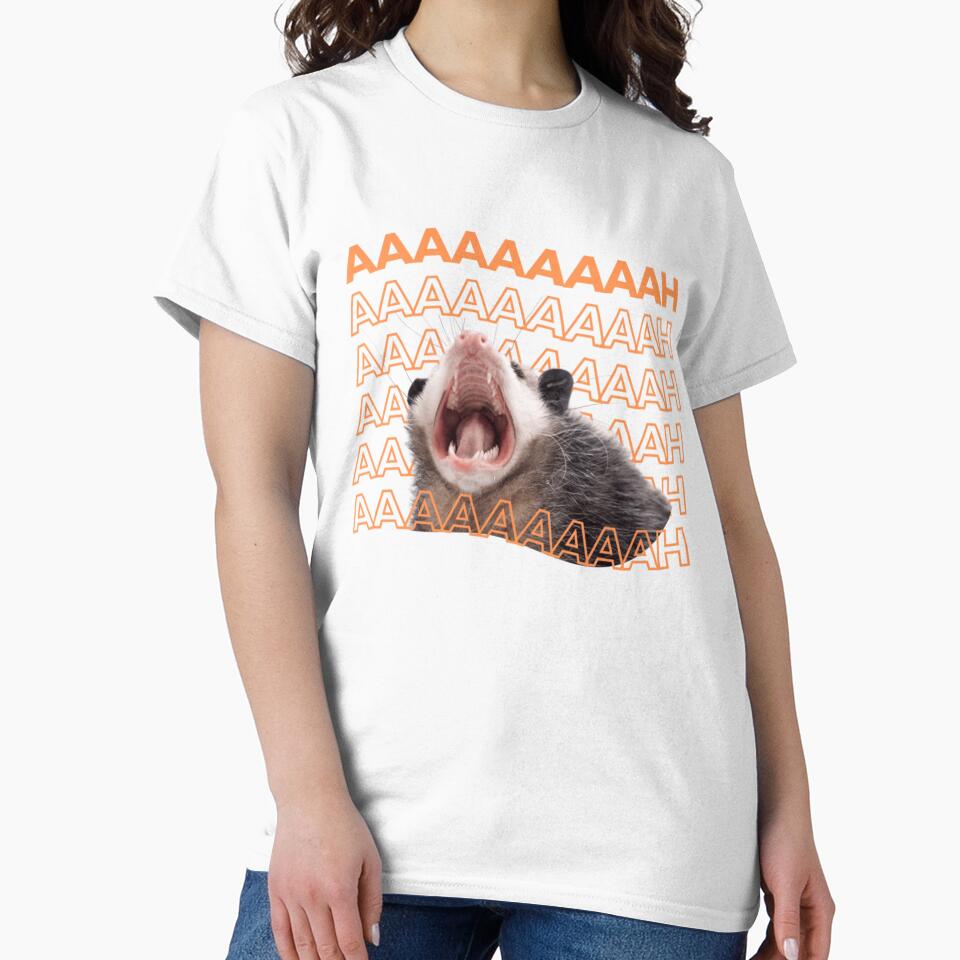 Opossum Screaming Funny Trash Cat Meme T-Shirt For Animal Lovers, Gift For Meme Fans by HenriettFLander