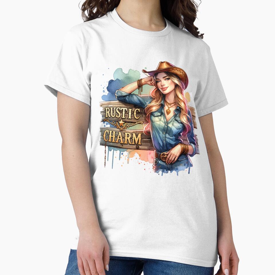 ✨Rustic Charm – Smiling Cowgirl Design for Apparel, Mugs, Stickers & More by artedigital99