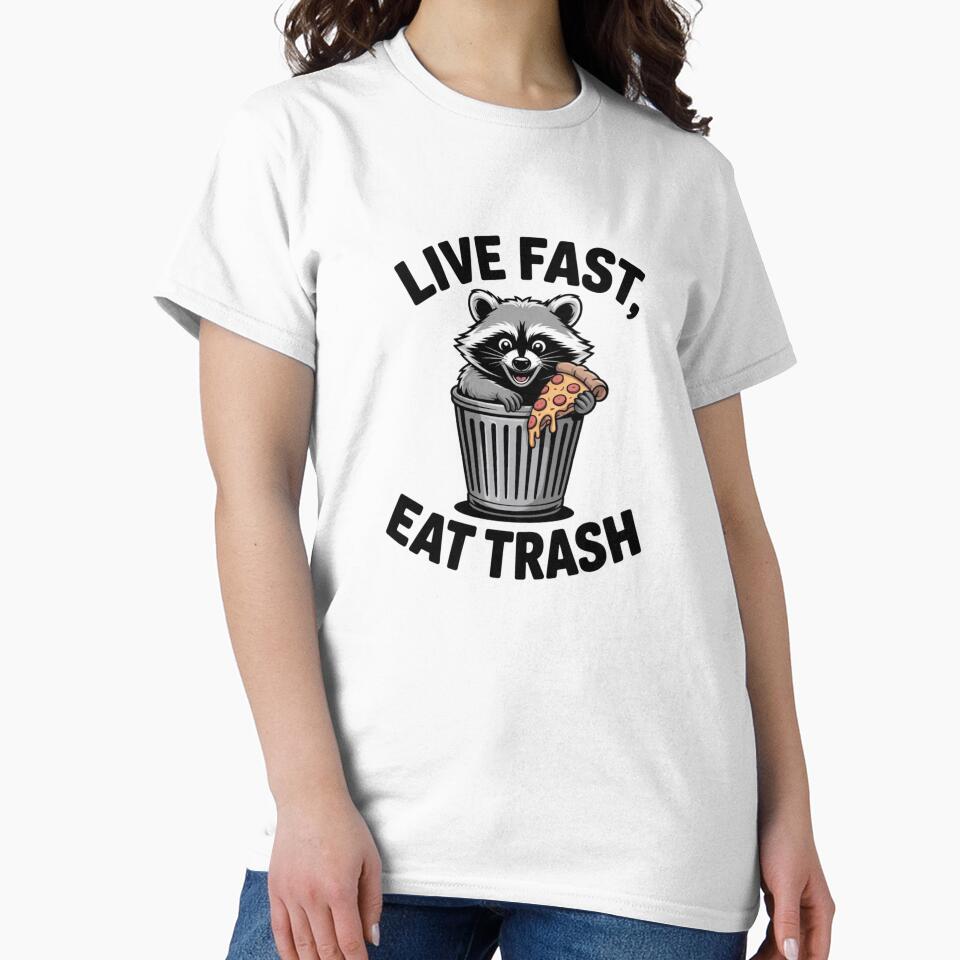 Funny Feral Raccoon In Trash Can - Live Fast Eat Trash Quote by Mr-wow