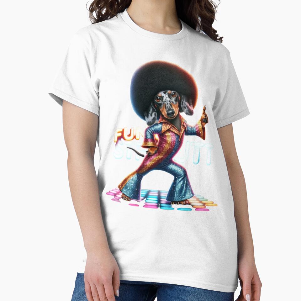 Funk Strutt Dachshund – Retro Disco Dog Art in 70s Style by JenniferCreaArte