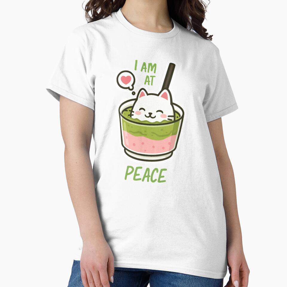 I Am at Peace – Cute Cat in Matcha Cup Kawaii Sticker by mirozeliea
