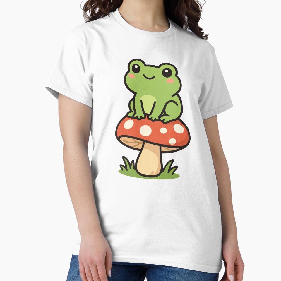 Froggie on a Toadstool Sticker Design by blackcatsvault