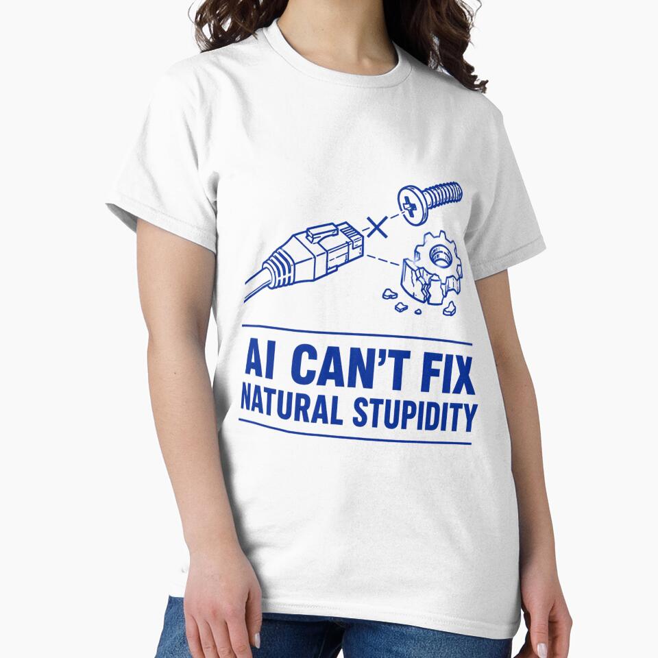 AI Cant Fix Natural Stupidity Funny Tech Office Satire by PixelPublishing