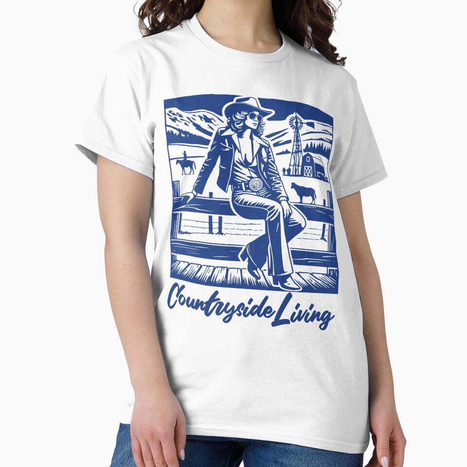 Countryside Living Trendy Cowgirl Western Graphic T-Shirt by Tiendita-Arroyo