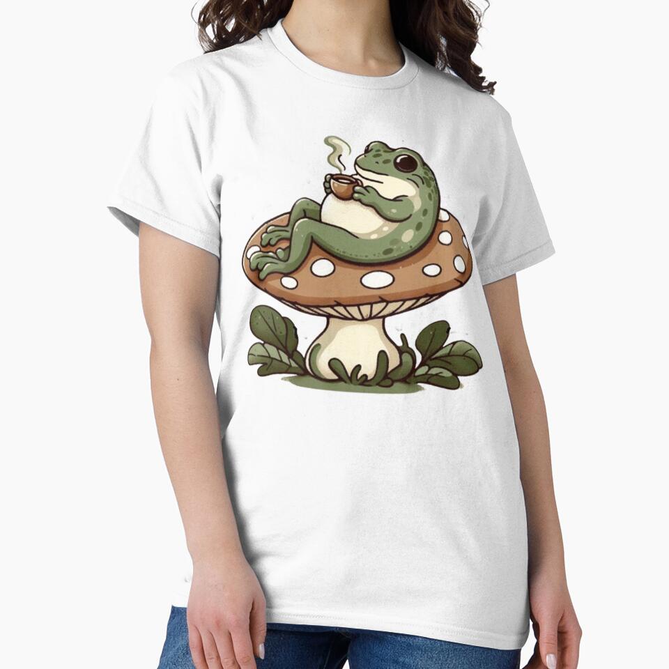 Chill Frog on Mushroom – Whimsical Relax Design by Dogandesighn