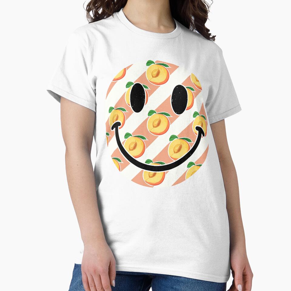 Peach Pattern Smiley Face Design by ArtfulWeave