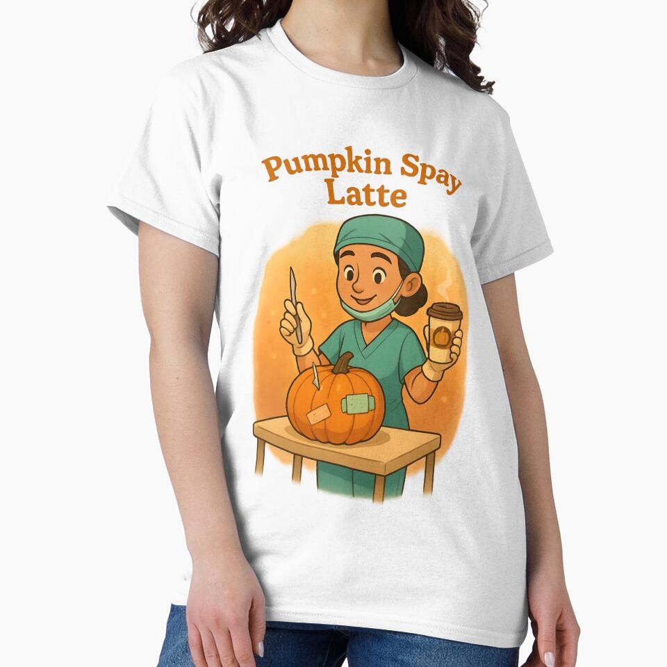 Pumpkin Spay Latte – Funny Veterinary Halloween Pun Design by Bettybee00