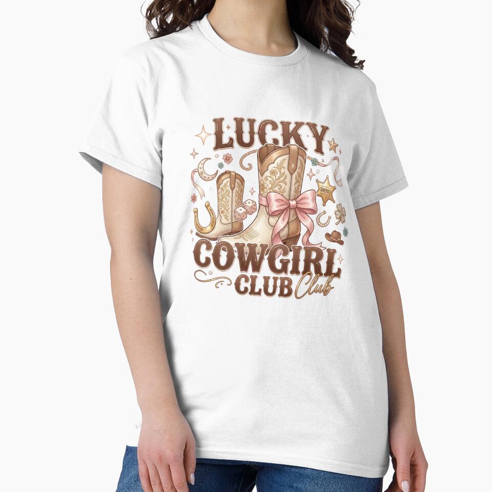 Lucky Cowgirl Club | Coquette Western Boots | Pink Rodeo Aesthetic by Fernhaven