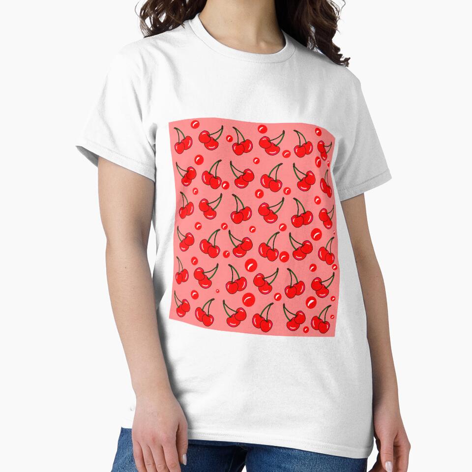 Abstract Tropical Fruits Pattern | Cute Red Cherry Seamless Pattern by Swati's Digital Den
