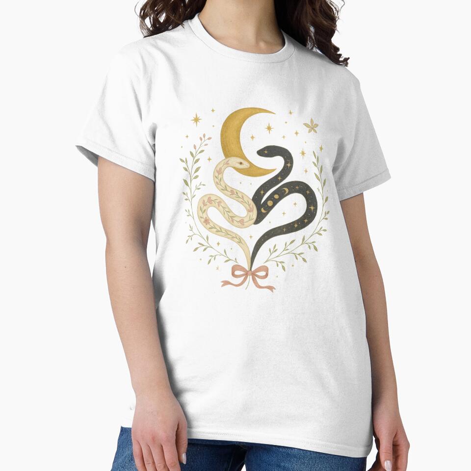 Celestial Snakes Art Print – Sun and Moon Snake Illustration for Redbubble Shirt, Sticker, and Wall Decor by Andrea Lauren