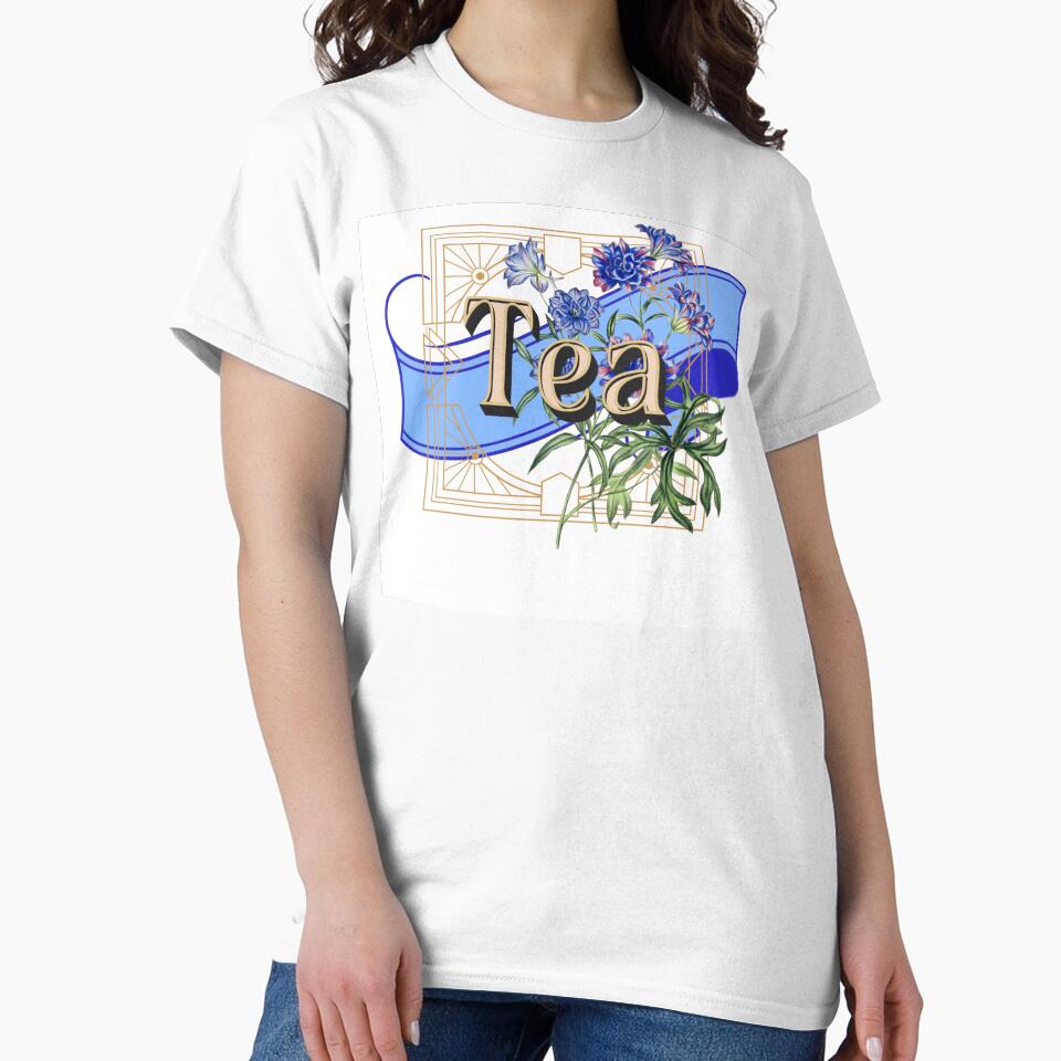 Tea Time with Vintage Blue Flowers by ZinZoe