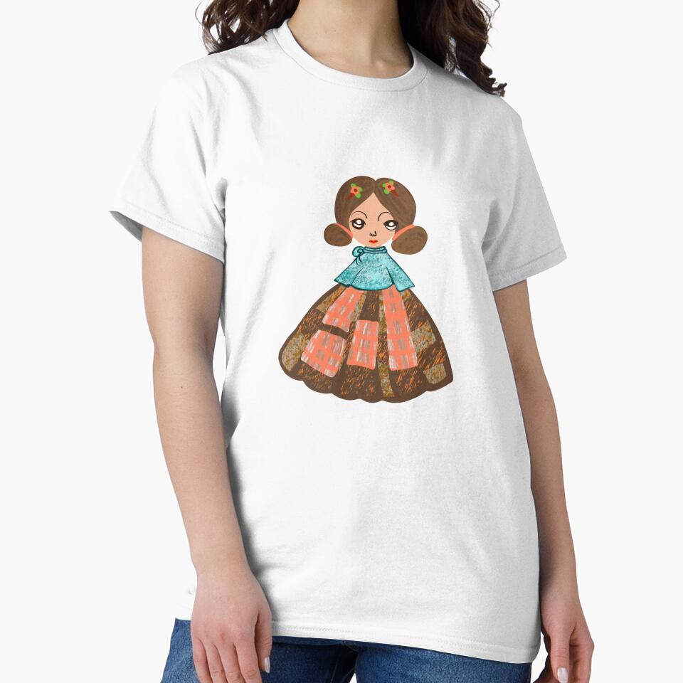 Whimsical Folk Doll in Plaid & Earth Tones by Thidagrafictic