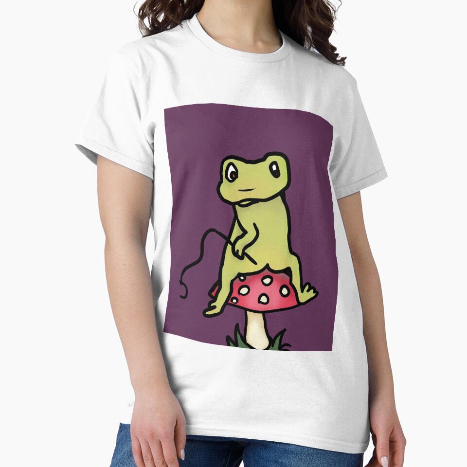 Frog Fishing On Mushroom Cap - Funny Cottagecore Graphic by YanaKnitShop