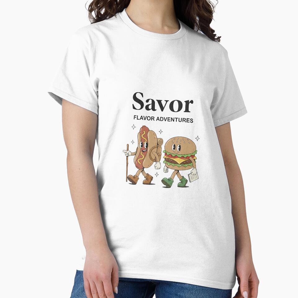 Savor Flavor Adventures Hot Dog Burger Hiking Retro by HoopeStylee