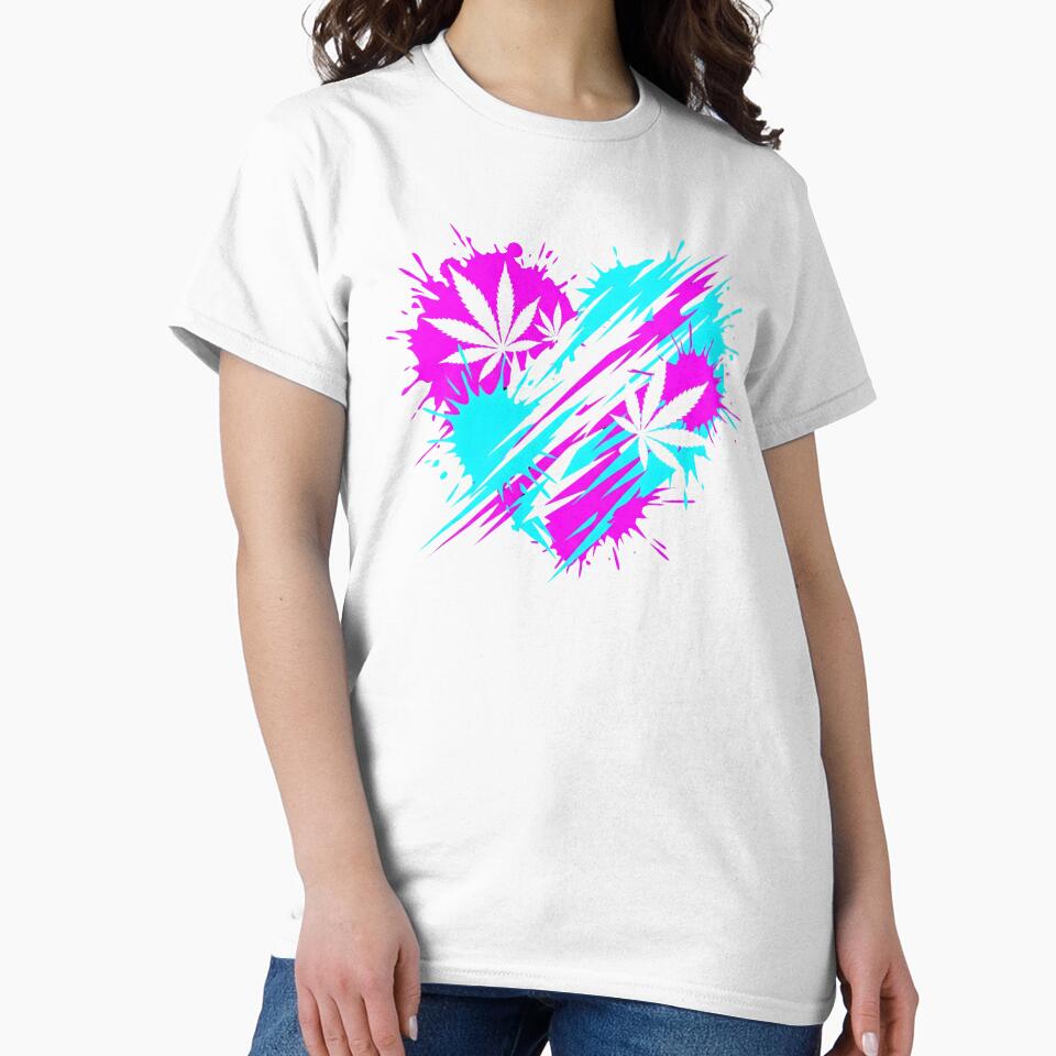 Neon Stoner Splatter Heart Cannabis Art 2026 by MarCinu Art
