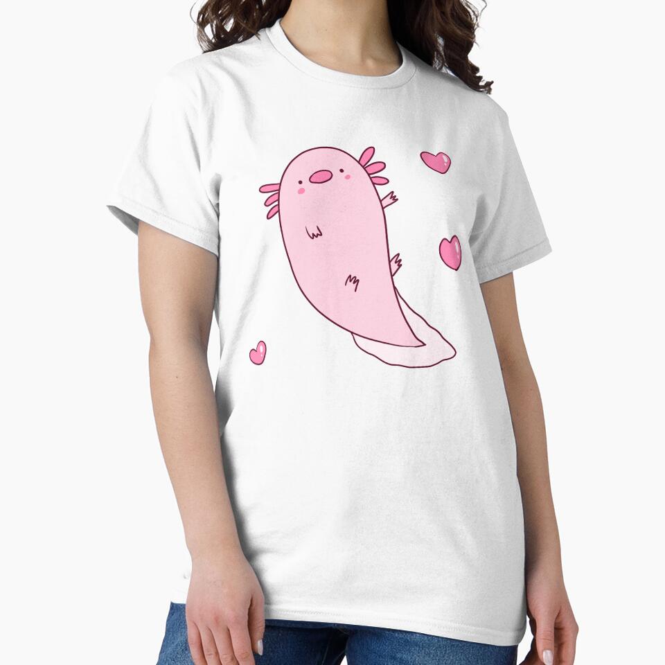 Funny axolotl with hearts by Mayarart