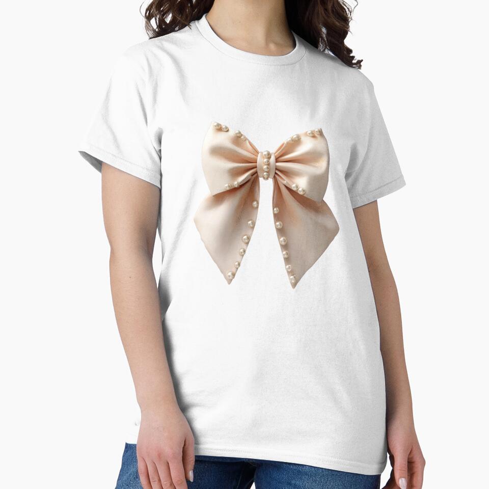 Elegant Champagne Pearl Bow Coquette Aesthetic Accessory by BigStar-Cart