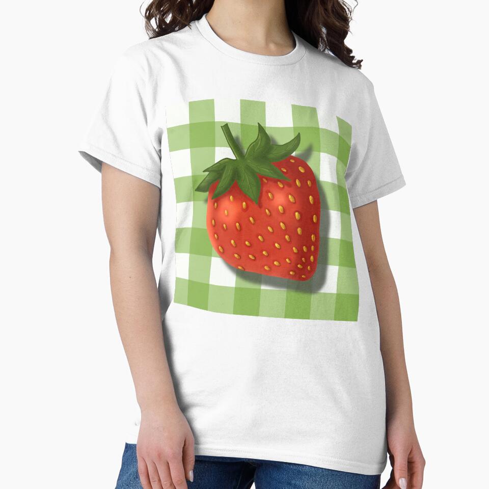 Strawberry on green gingham - French country floral by OhNoNotAgain42