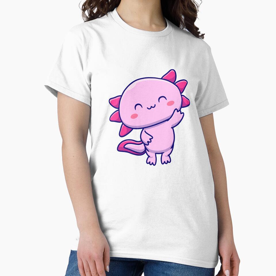 Cute Axolotl Waving Pink Salamander Cartoon by jbraunl