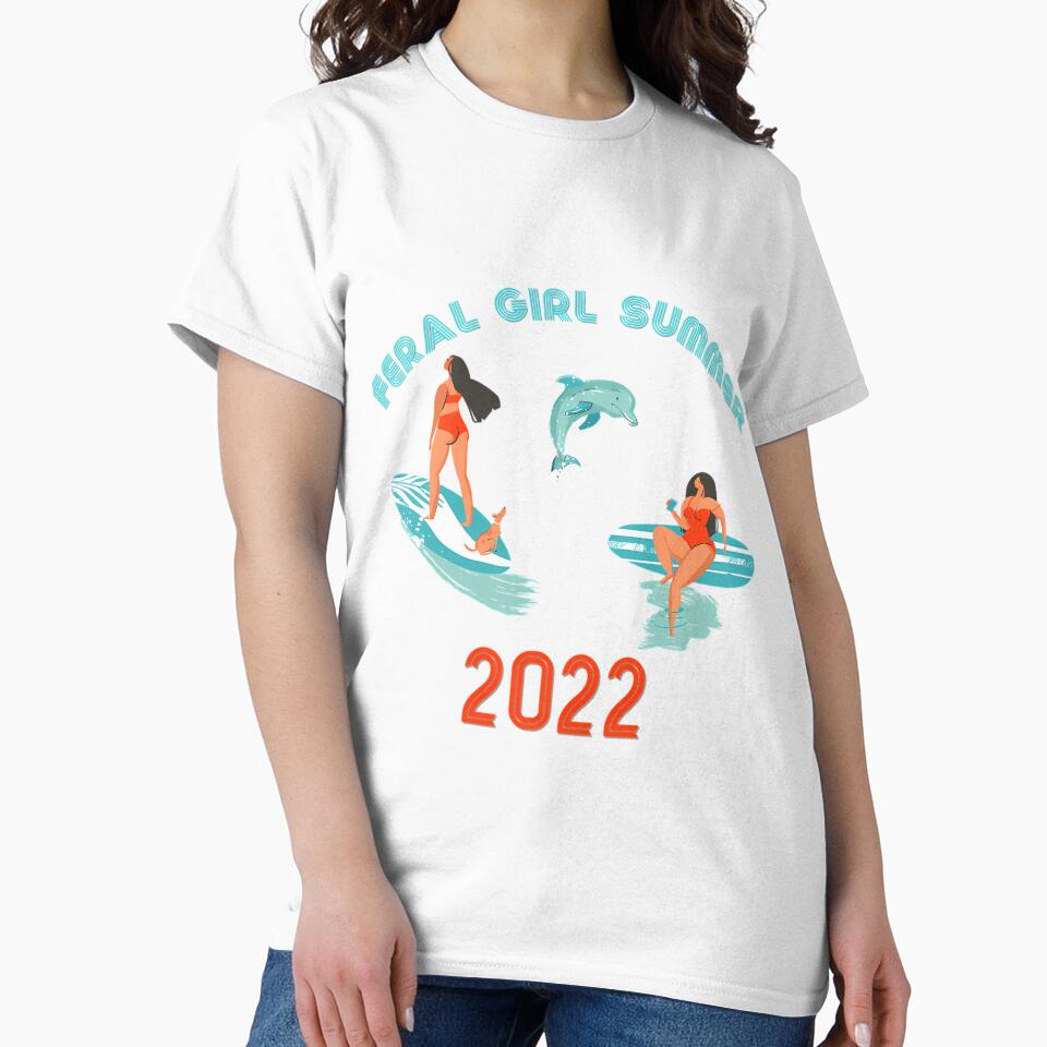 Feral Girl Summer Retro Dolphin Graphic by nctdhlkseos50