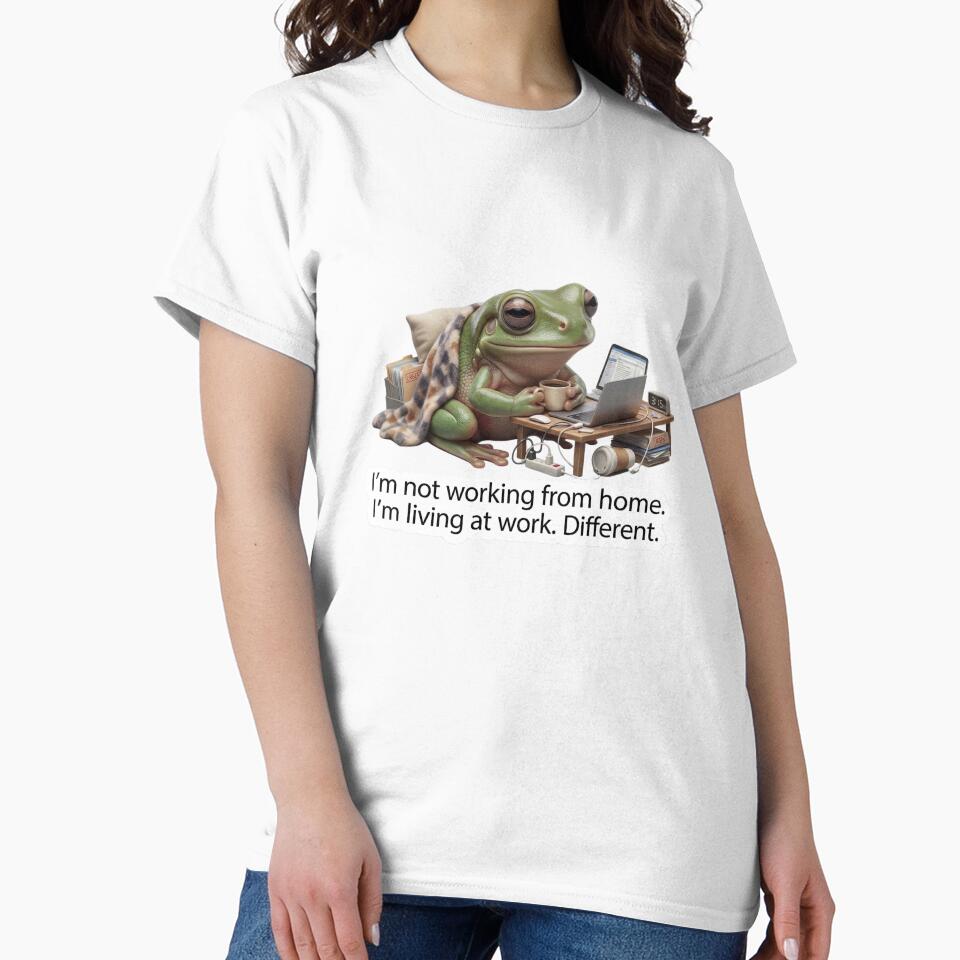 Living At Work - Funny WFH Burnout Frog Meme by Arts Paradise