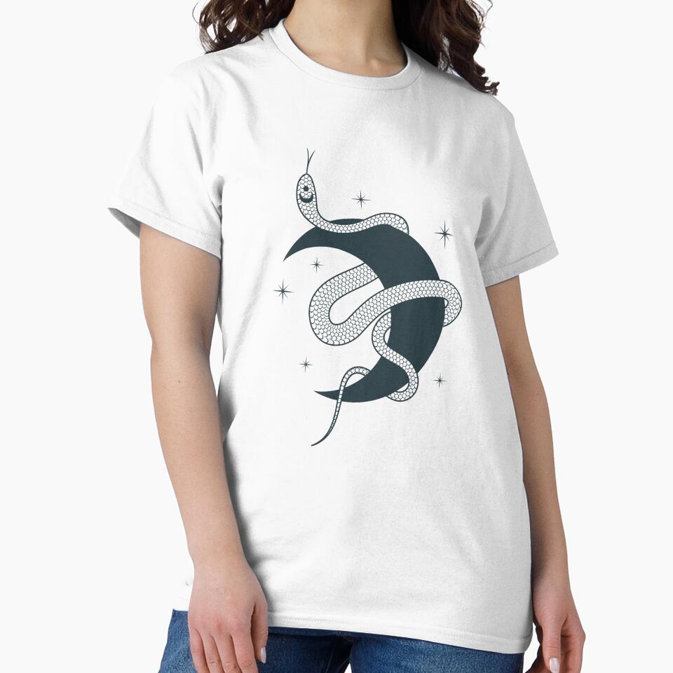 Mystical Moon Snake Celestial Serpent Cottagegoth Graphic by Krasnovaovaova