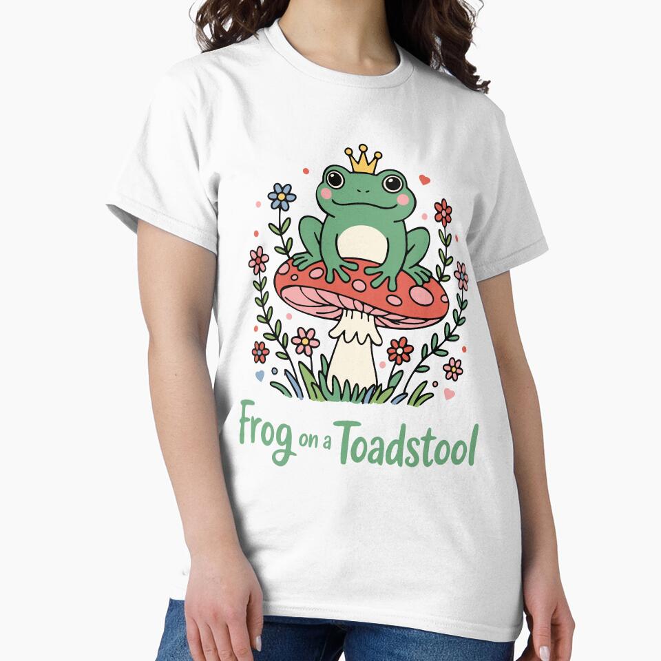 Frog King On A Toadstool Mushroom by Traveldrawings