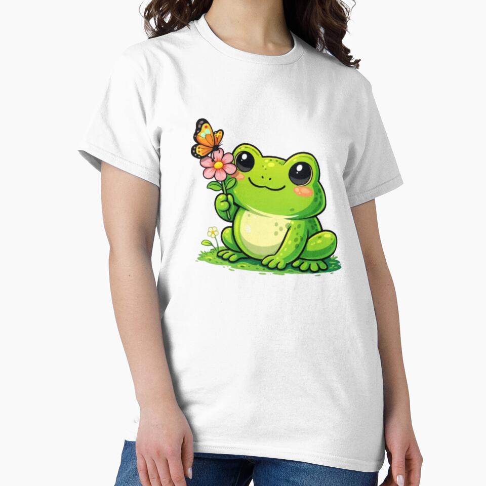 Frog and butterfly on a flower by FroggyOnly