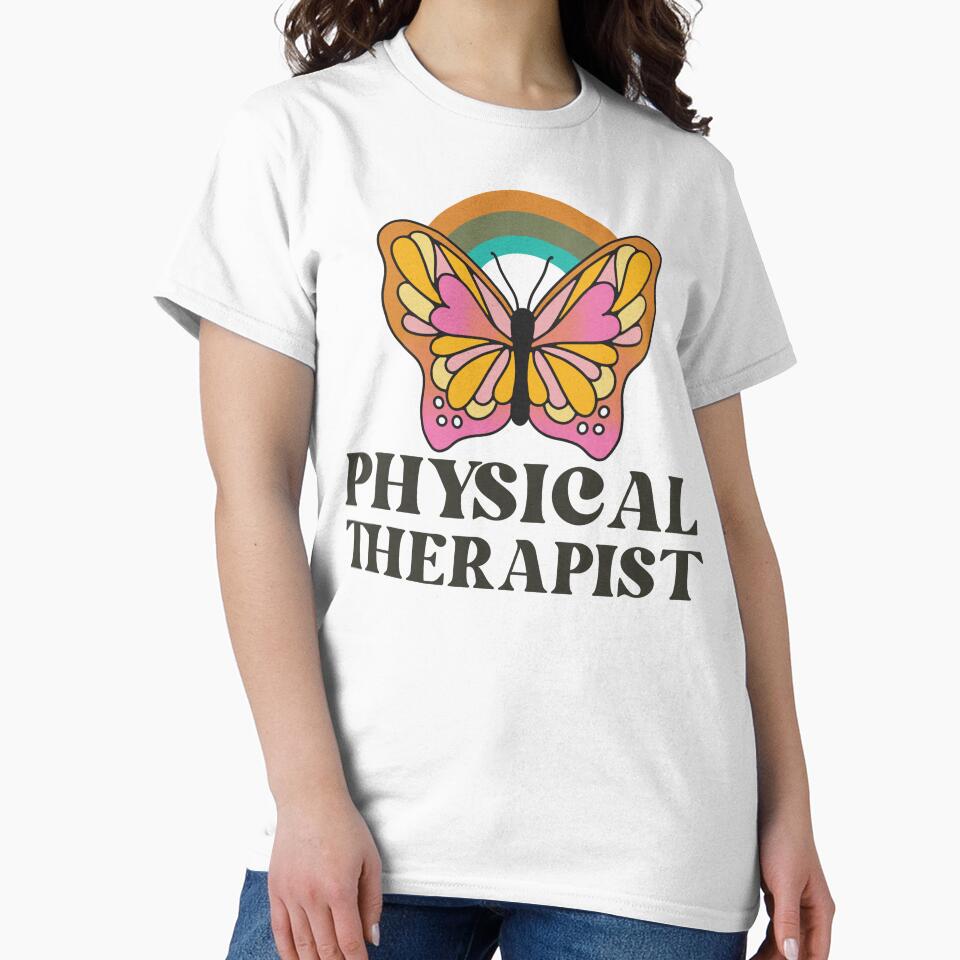 Physical Therapist Retro Butterfly Vintage Rainbow by AsinusAS