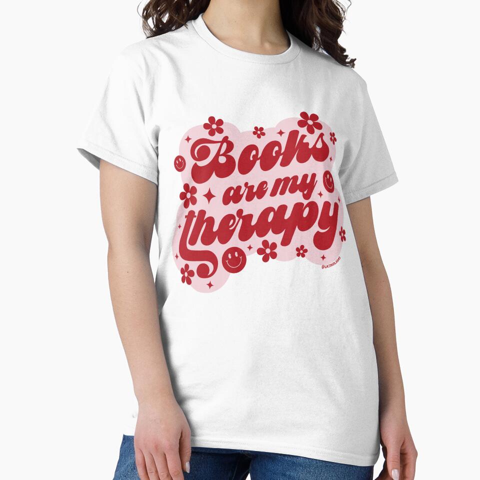 Books Are My Therapy / Groovy Daisies Flowers in Red Pink Bookworm Sayings Trendy Book Obsessed Merch Kindle Forced Proximity Tbr by Latinoladas