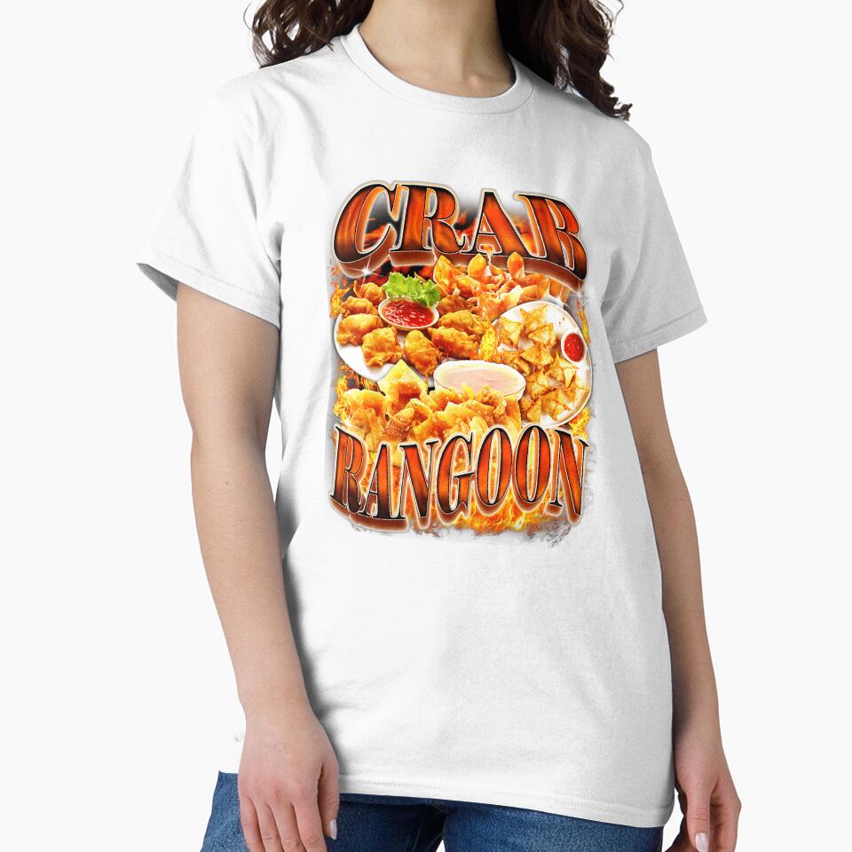 Crab Rangoon Funny Food Parody Retro Flame Style by tadmercado