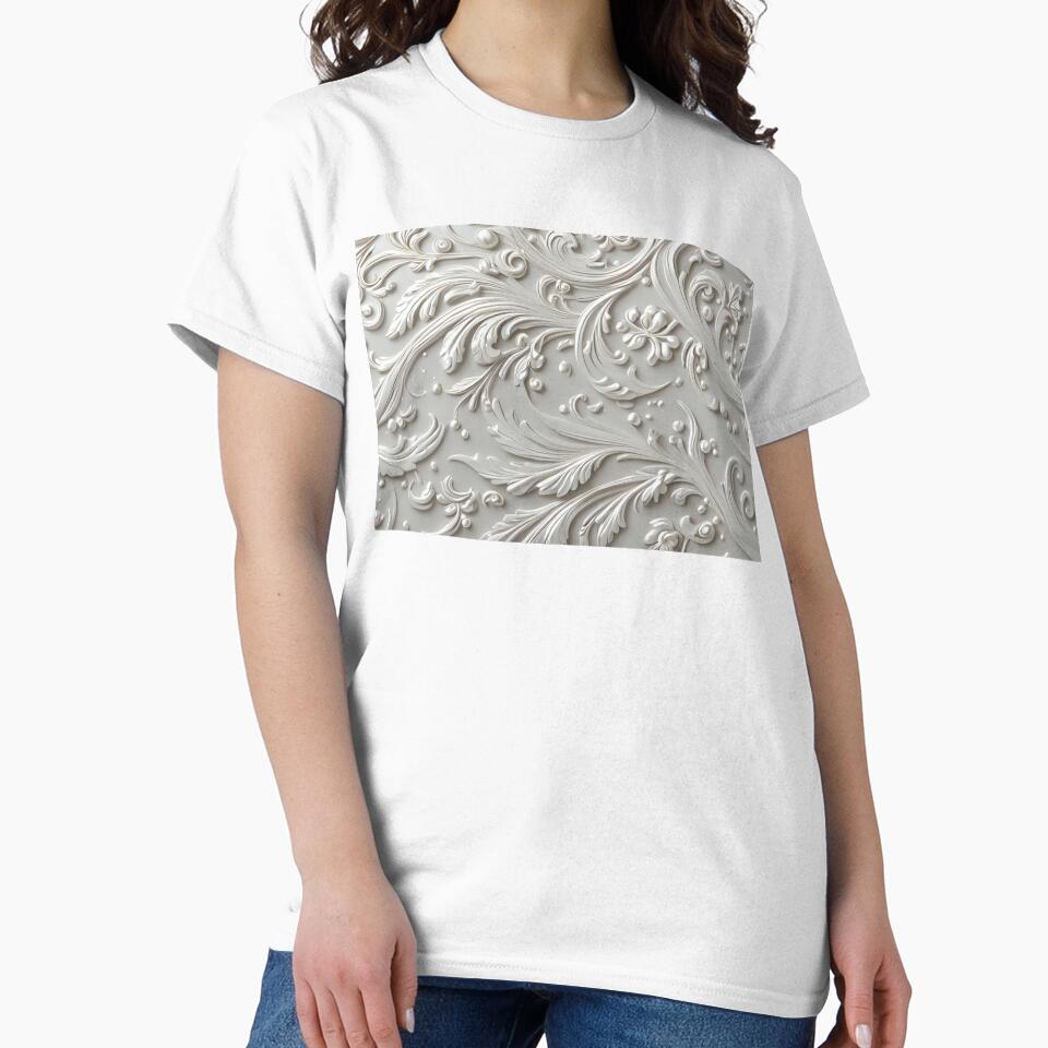 Luxury White Baroque Stucco Relief Floral Pattern by LYAN-STORE