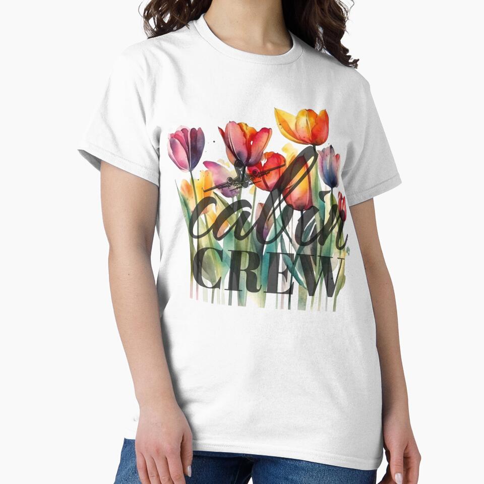 Cabin Crew & Tulips watercolor design for Flight Attendants Stewardess Flight Crew by AviationArtists