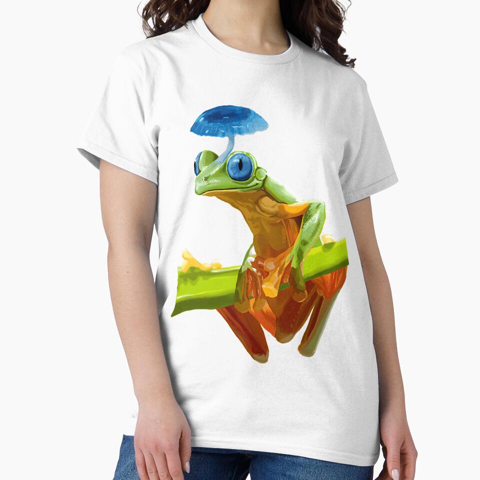 Frog on Mushroom Cute Woodland Illustration by dzabirhupkesf