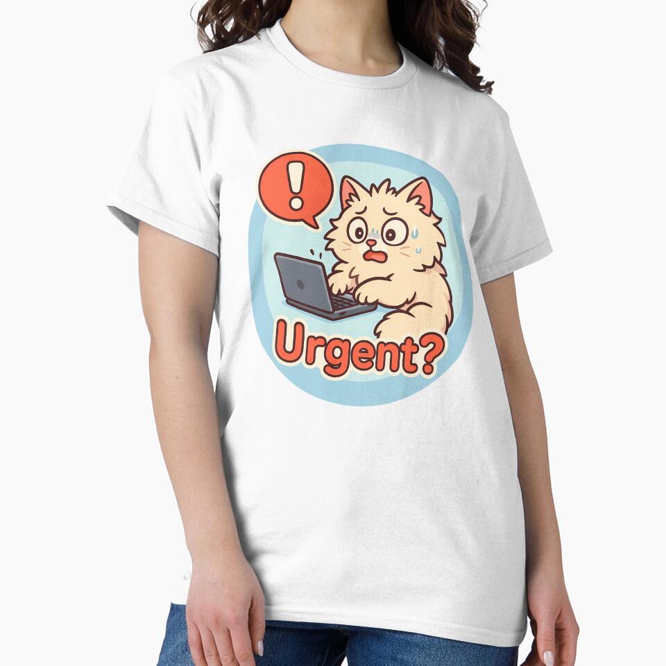 Stressed Cat Urgent Laptop Sticker by Yuliya Brush