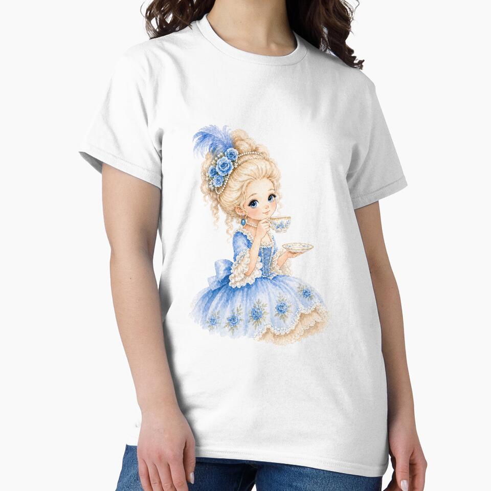 Marie Antoinette Drinking Tea (Blue) by Bara Lune Design
