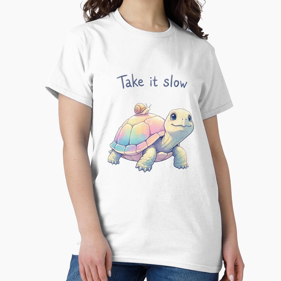 Take It Slow – Gentle Pastel Turtle & Snail Art by 001Haiba