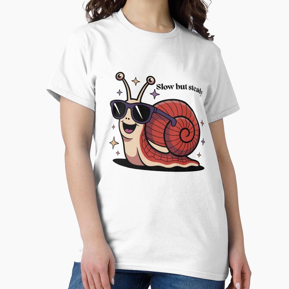 Slow and Steady Snail Aesthetic Sticker | Retro Cool Vibes Art by Pandey14