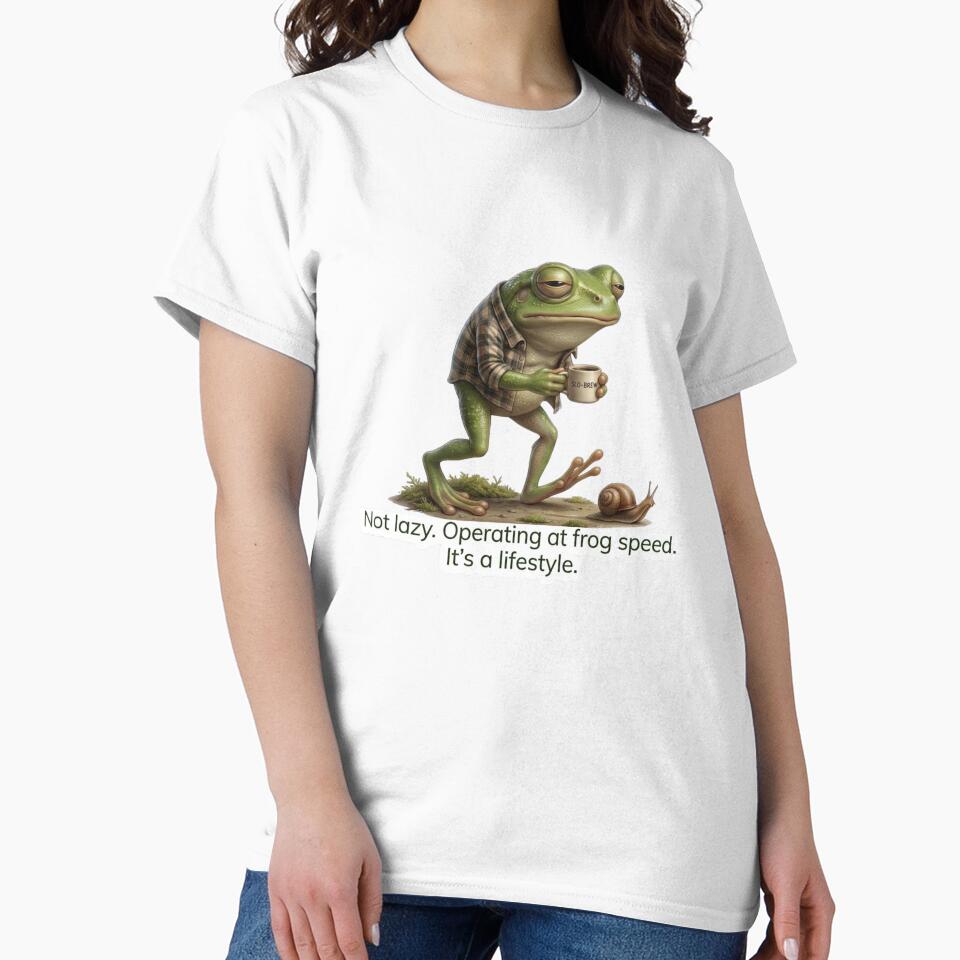 Operating at Frog Speed - Funny Coffee Lover & Slow Living Meme by Arts Paradise