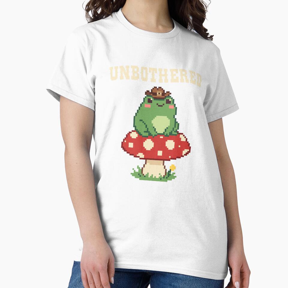 Unbothered Cowboy Frog on Mushroom Cute Pixel Art by artistastshirt