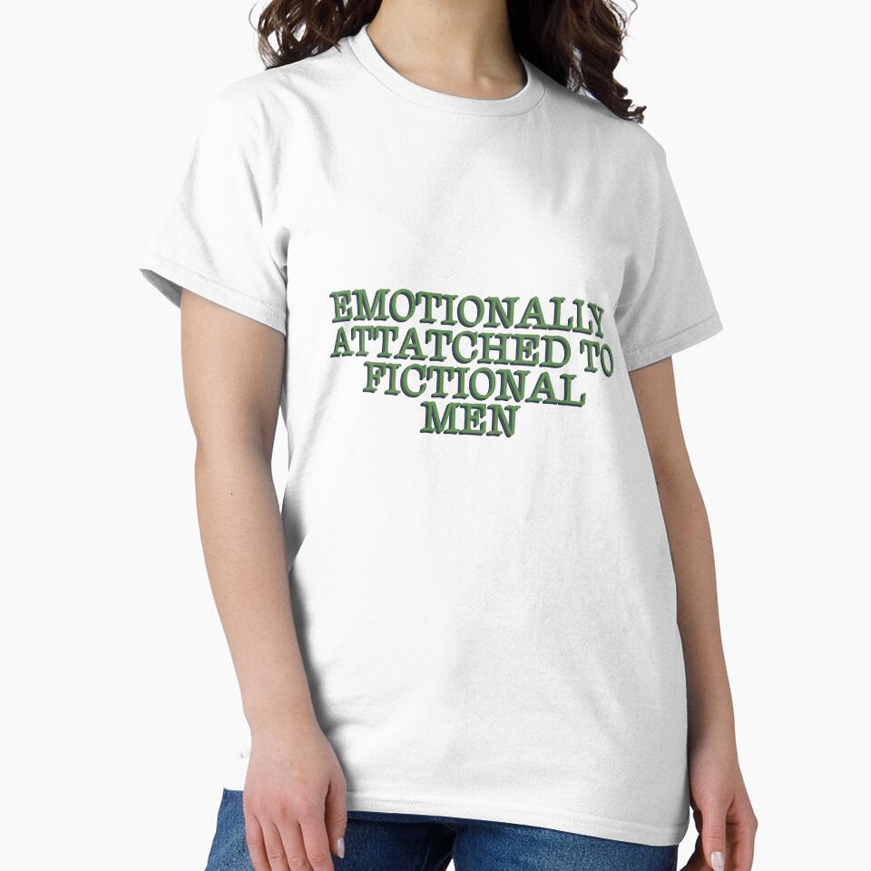 Emotionally Attatched To Fictional Men Funny Bookish Reader Quote Typography Sticker by alexmaushaus